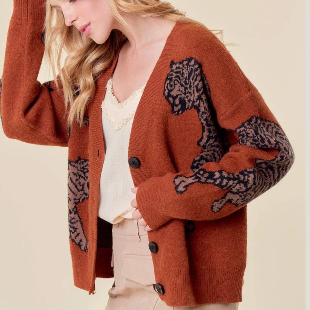 Cacti & Camo Doe and Rae Easy Tiger Sweater Medium